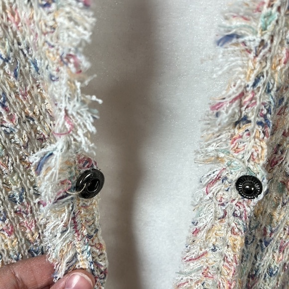 Nic+Zoe Pastel Fringe Linen Blend Cardigan Cover-up Womens Size XS - Picture 3 of 11